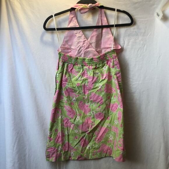 Lilly Pulitzer Green/Pink Elephant Halter Dress - Picture 5 of 7